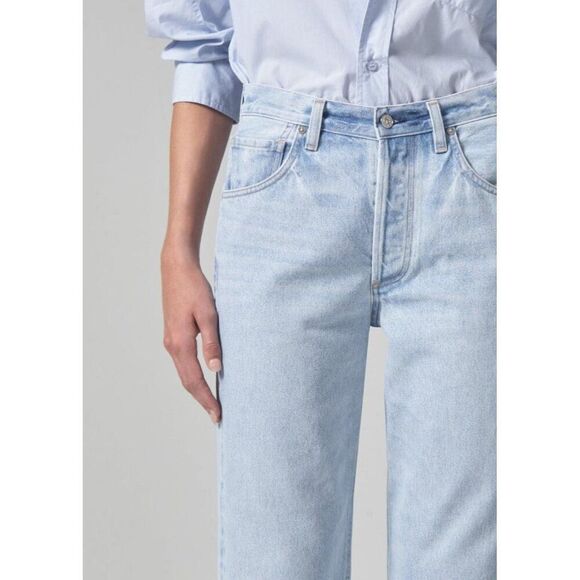 Citizens of Humanity Dahlia Bow Leg Baby Roll Womens 33 Light Wash in Frequency - Picture 6 of 6